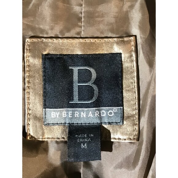 B by Bernardo Womens Metallic Full Zip Bronze Leather Jacket - Picture 11 of 16